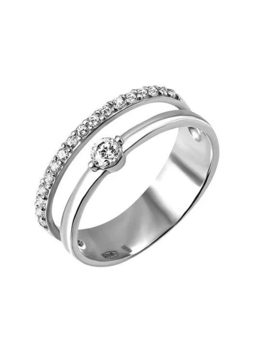 Серебряное кольцо фаланговое с цирконием двойное 18,5р UMAX (291018318)