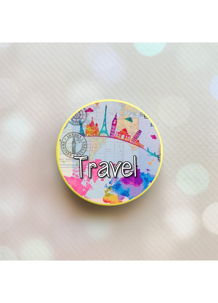 Тримач для смартфона / планшета попсокет Popsocket Жовтий:: Подорож. Travel (принт 321) Creative (360703048)