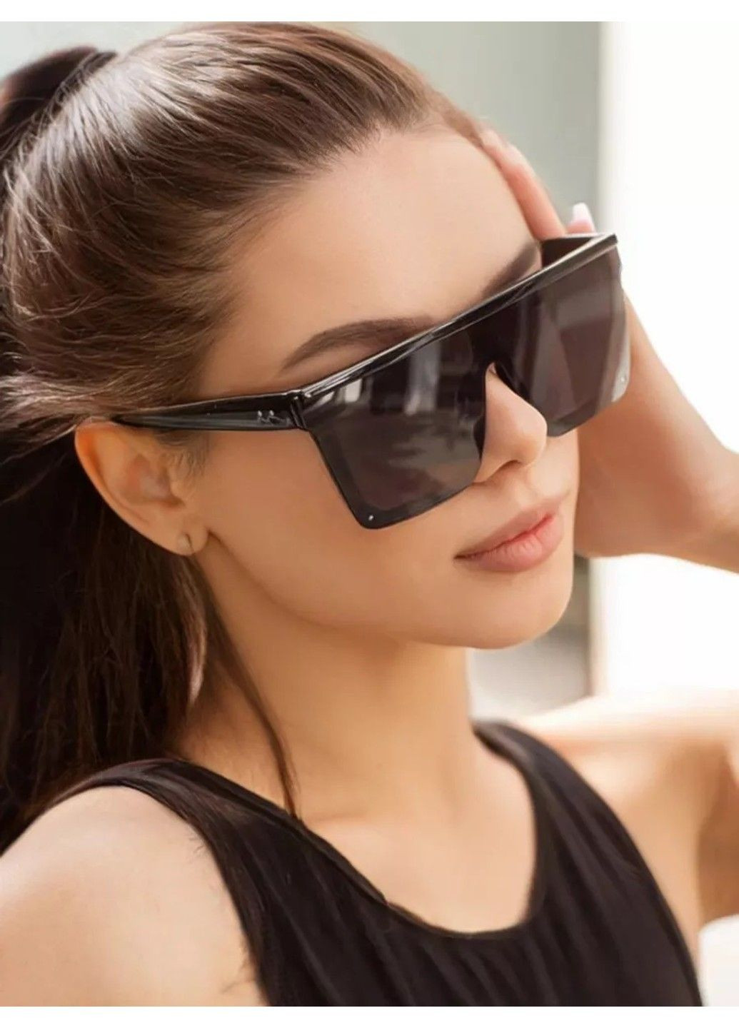 Солнцезащитные очки унисекс маска Space черные No Brand (312353990)