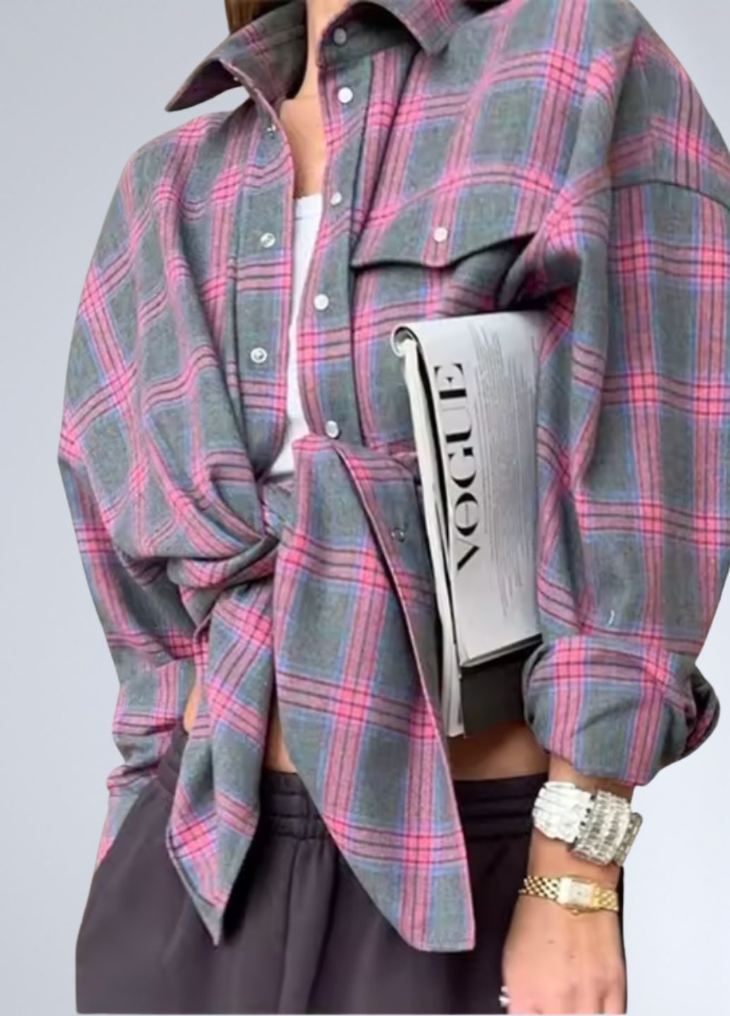 Серо-красная рубашка G&N с длинным рукавом