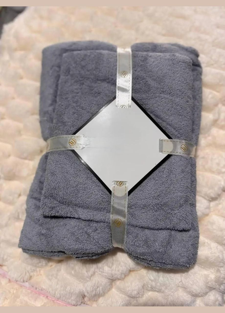 Комплект 2 рушники з мікрофібра банні Сірий (П4К-post-2-ka-006-03) No Brand сірий