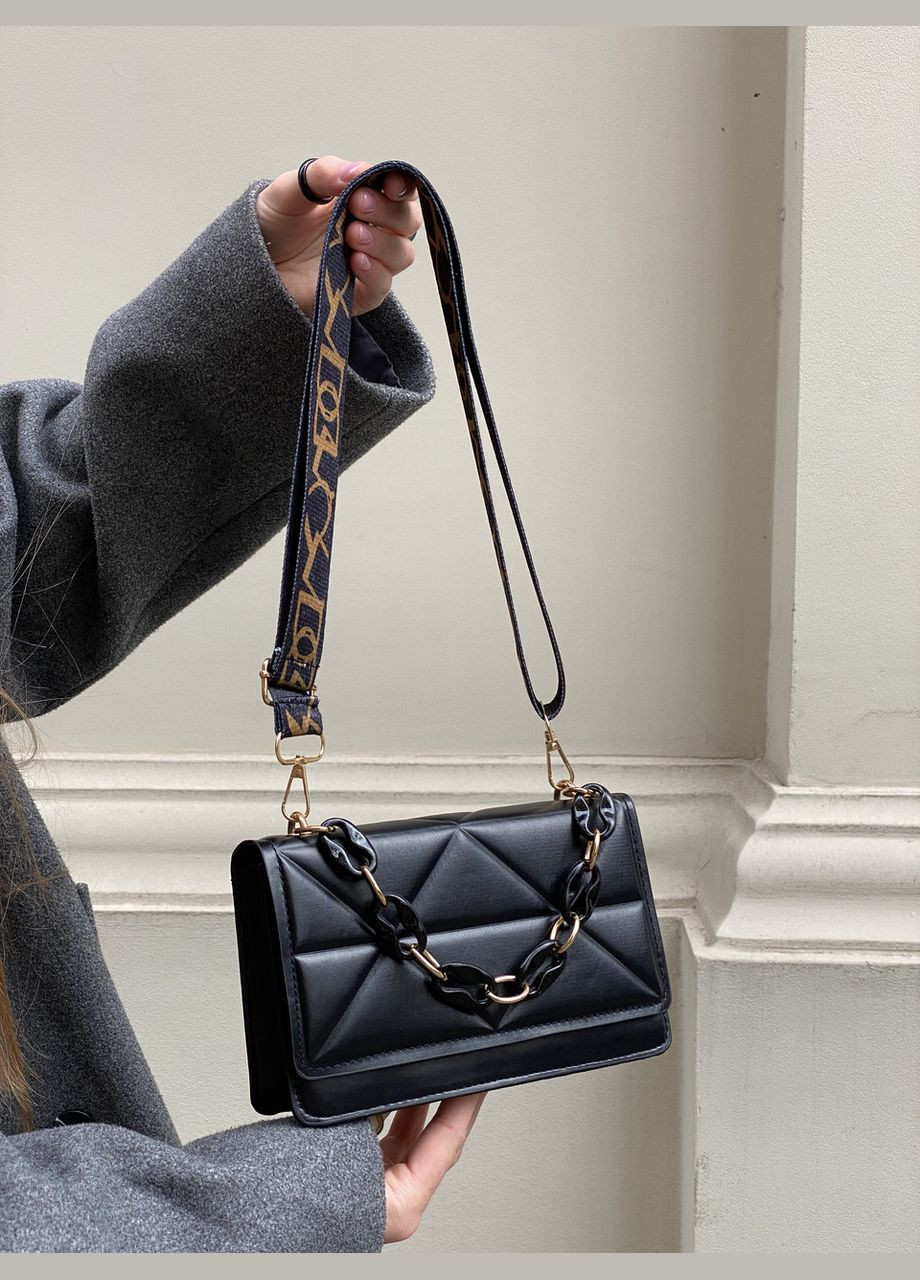 Жіноча сумка 10277 крос-боді на ремінці чорна No Brand (296008214)