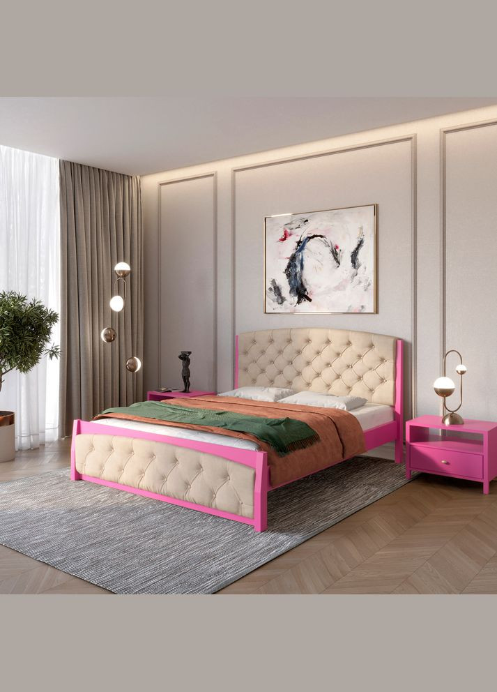 Двоспальне дерев'яне ліжко Мехіко (S2060R30B)/Аляска 23 (Бежевий) 140х200 см (MBG-12125) Mebigrand (368282465)