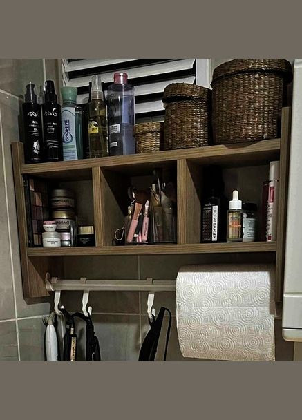 Полка для ванной из дерева Лобез сепия (ВНП-006308) No Brand (328091978)