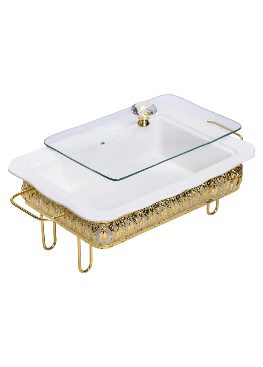 Настольная мармитница 39×24×16.5 (см) фарфоровая 2 (л) на подставке HP-26-7 Yiwu (395001311)