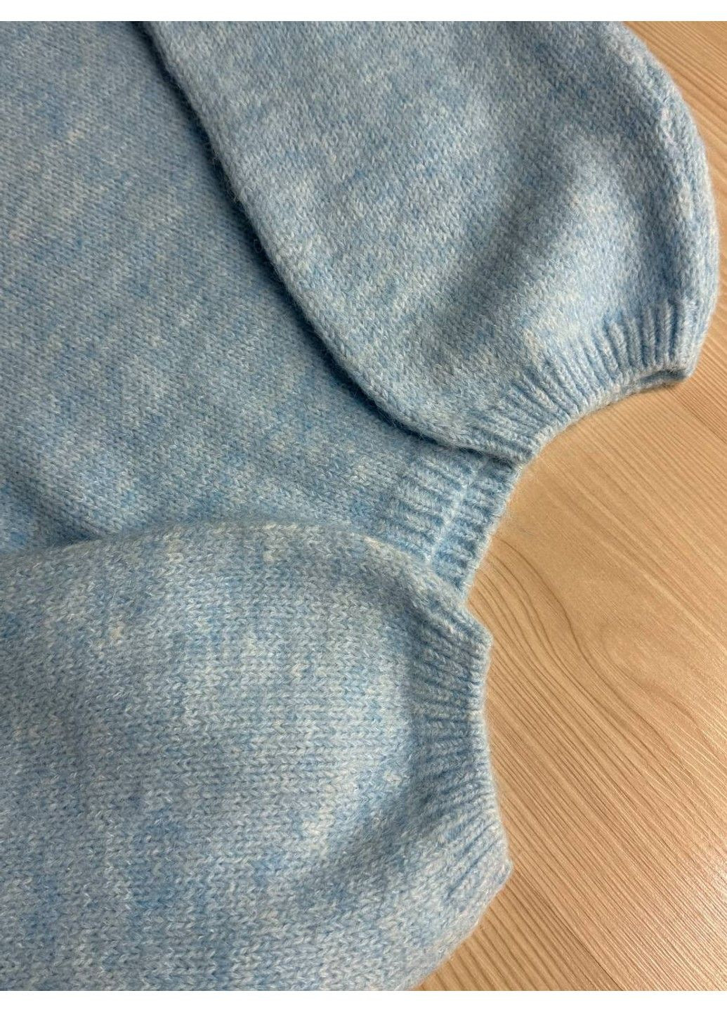 Блакитний демісезонний светр жіночий fancy matinee 6119 оверсайз меланж No Brand