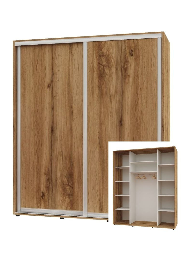 Шкаф-купе двухдверный Комфорт Мебель 180*60*210 см Дуб золотой 2 двери ДСП Макси Комфорт Меблі (360432852)