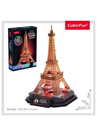 Пазл Cubic Fun Тривимірний пазл Night edition Ейфелева вежа із LED-підсвічуванням (L534h) CubicFun Тривимірний пазл Night edition Ейфелева вежа із LE (366066430)