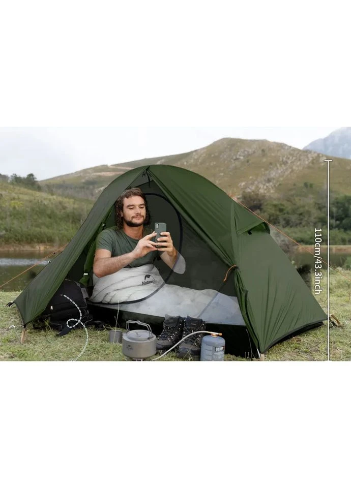 Намет надлегкий одномісний 210T 205х(95+60)х110 см темно-зелений Naturehike (393514226)