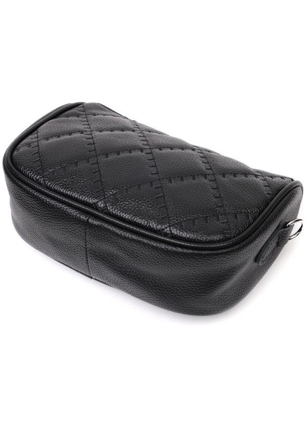 Сумка крос-боді через плече жіноча з натуральної шкіри маленька Чорний 37771 Vintage (355245296)