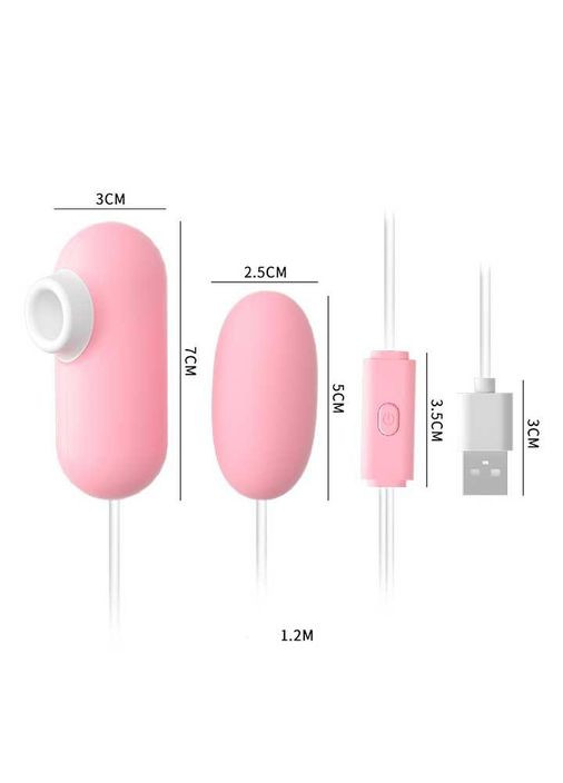 Двойное вакуумное виброяйцо "Вуманайзер" с USB-проводом 10 режимов – Вибраторы No Brand (370611986)