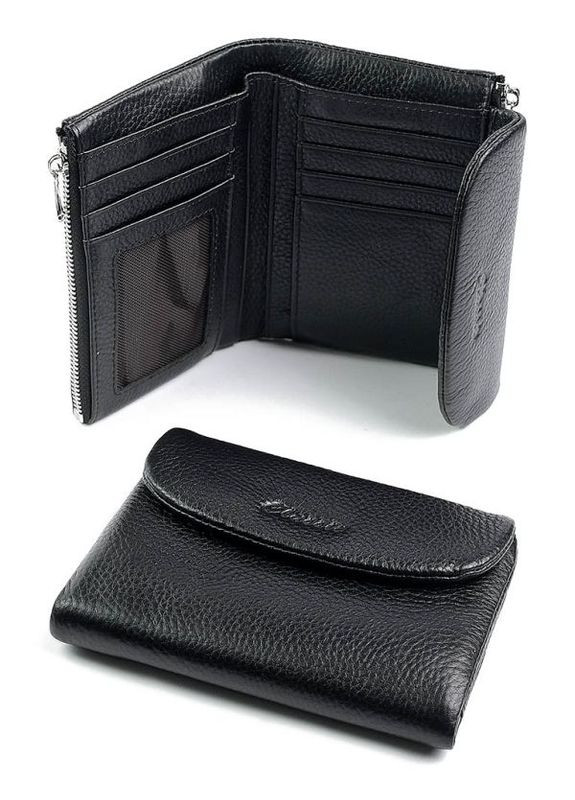 Жіночий шкіряний гаманець чорний No Brand (292920433)