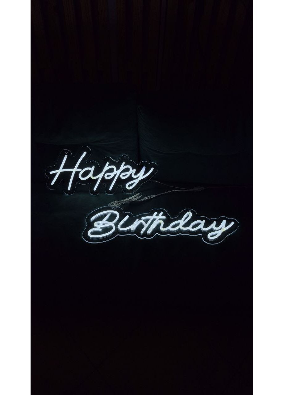 Неоновая Led вывеска Happy Birthday 100х20cм NeonChic (367115489)