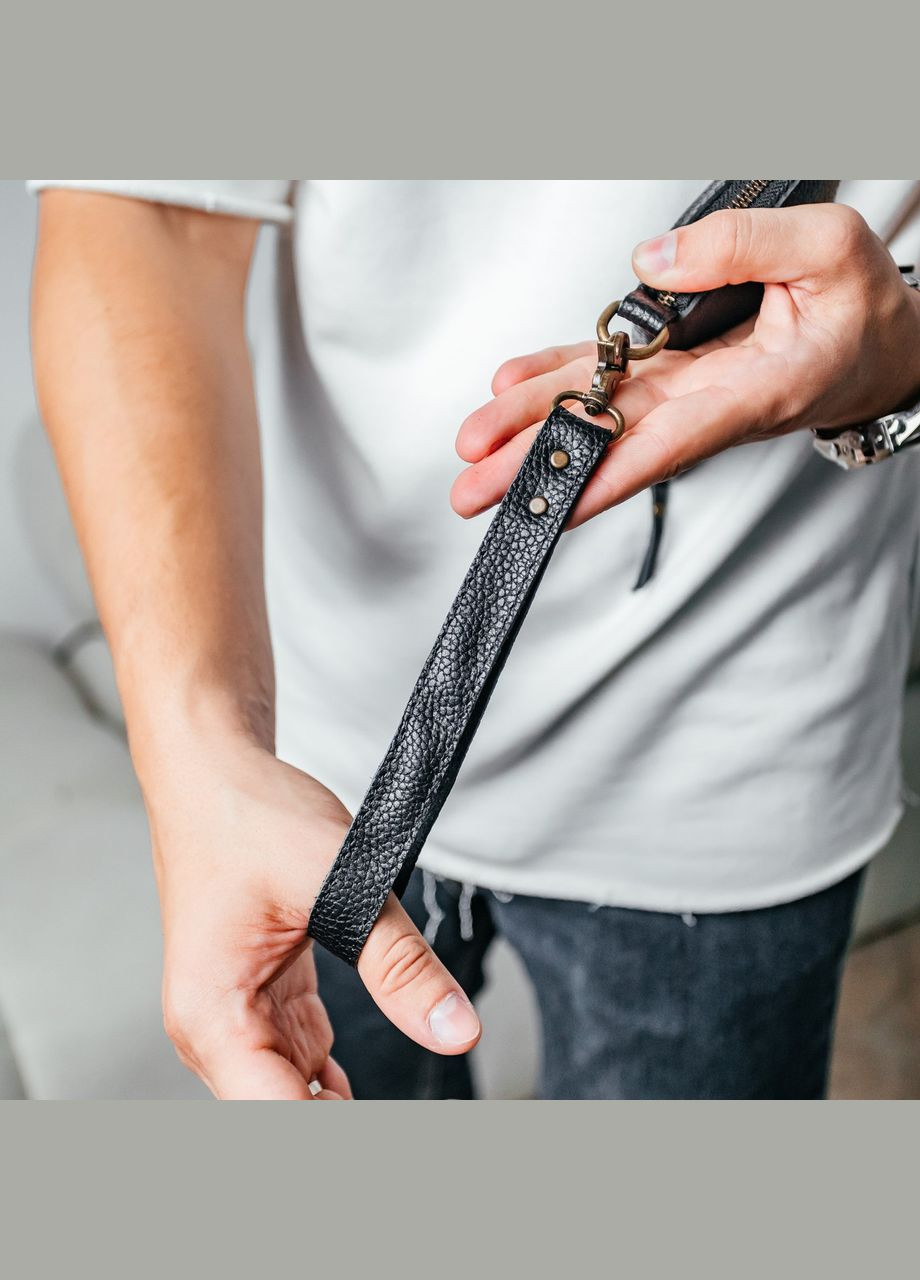 Кожаный кошелек мужской, вместительный кошелек с отделениями на молнии, Crazy Horse, черный No Brand (362177041)