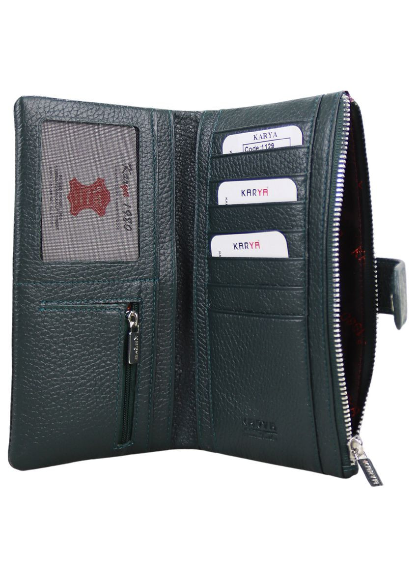 Кошелек женский из натуральной кожи зеленый 1129-030 Karya (354331822)
