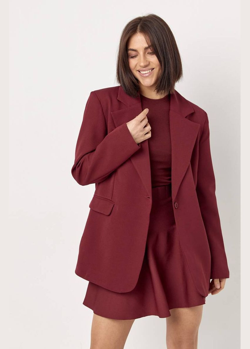 Бордовый женский женский прямой однотонный жакет Lurex однотонный - демисезонный