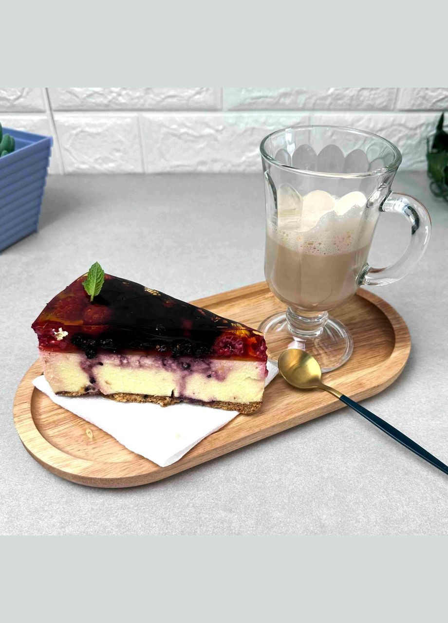 Овальна дерев'яна таця для чашки та десертів 27 см Hell (303212306)