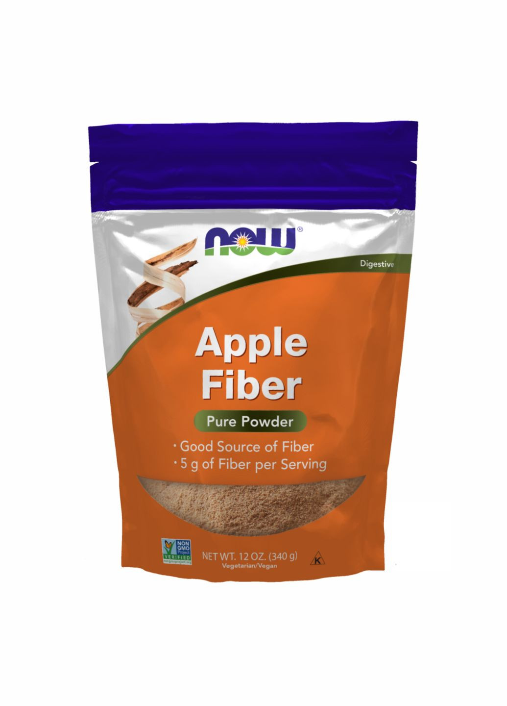Порошок яблучної клітковини веганський 340 г для травлення Now Foods (367956946)