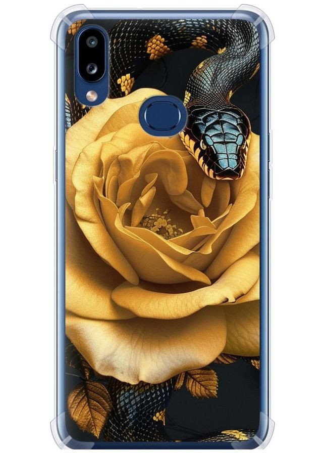 Силіконовий протиударний с посиленими кутами чохол 'Black snake and golden rose' для Endorphone Samsung Galaxy A10s A107F (286765680)