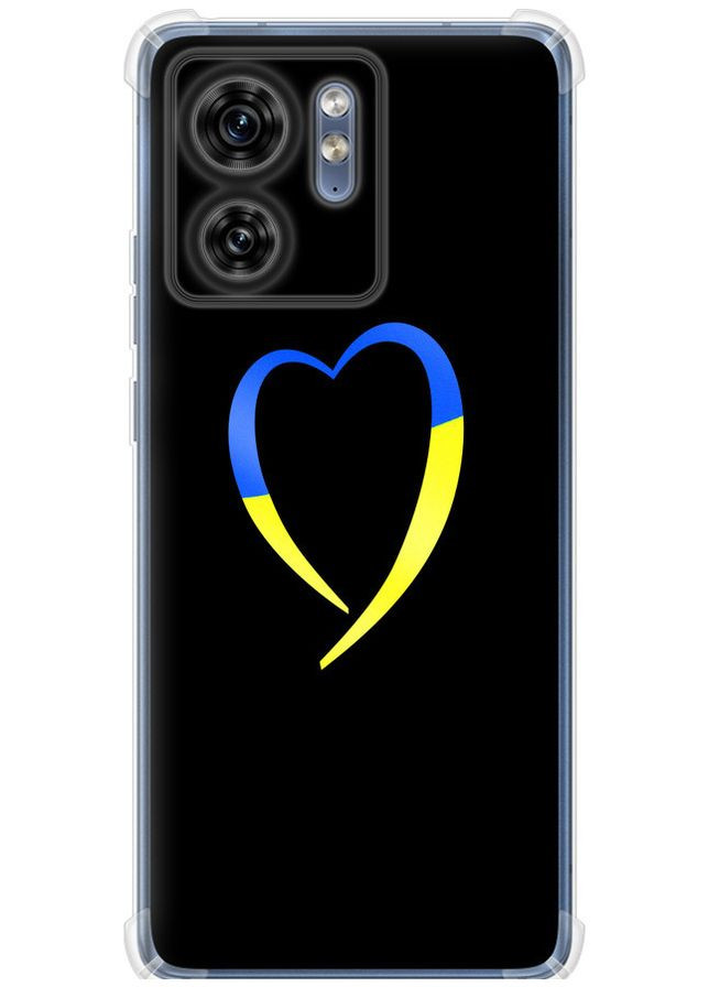 Силіконовий протиударний с посиленими кутами чохол 'Жовто-блакитне серце' для Endorphone Motorola Edge 40 (326602564)