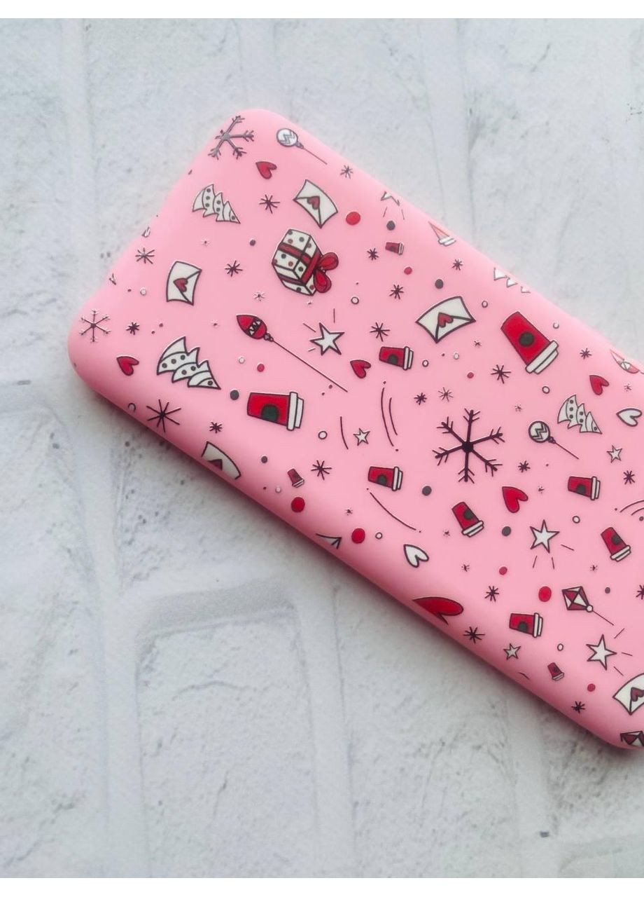 Матовий рожевий чохол на Xiaomi Redmi 14C/Poco C75 Новорічний фон (принт 182) Creative (362970801)