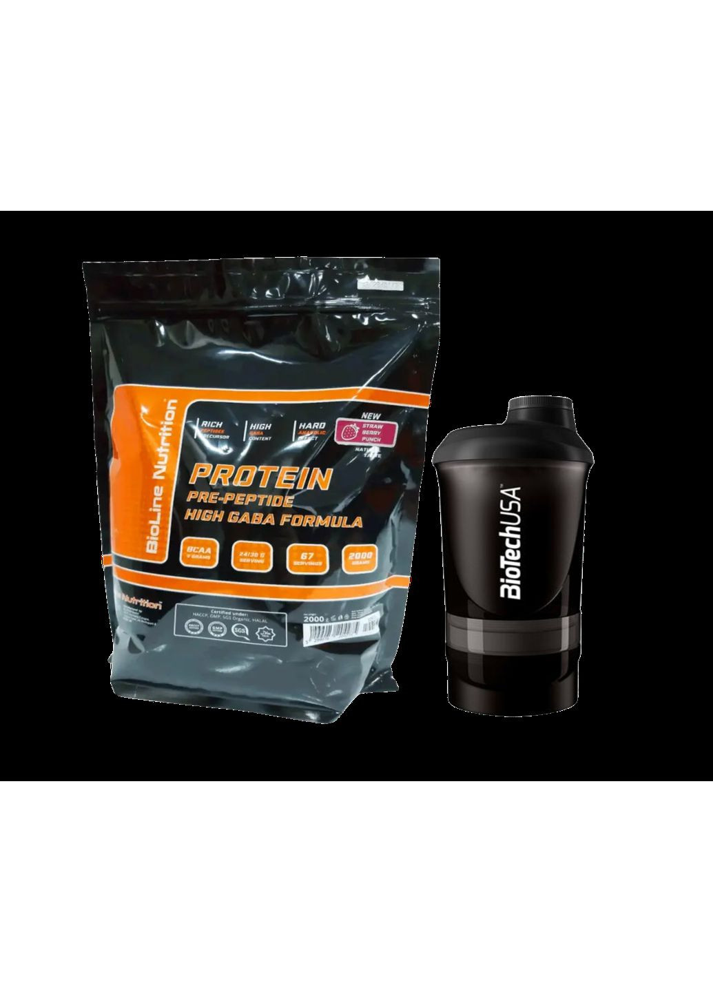 Протеїн 2 кг. Смак Суниця + Шейкер BioLine Nutrition (369769958)