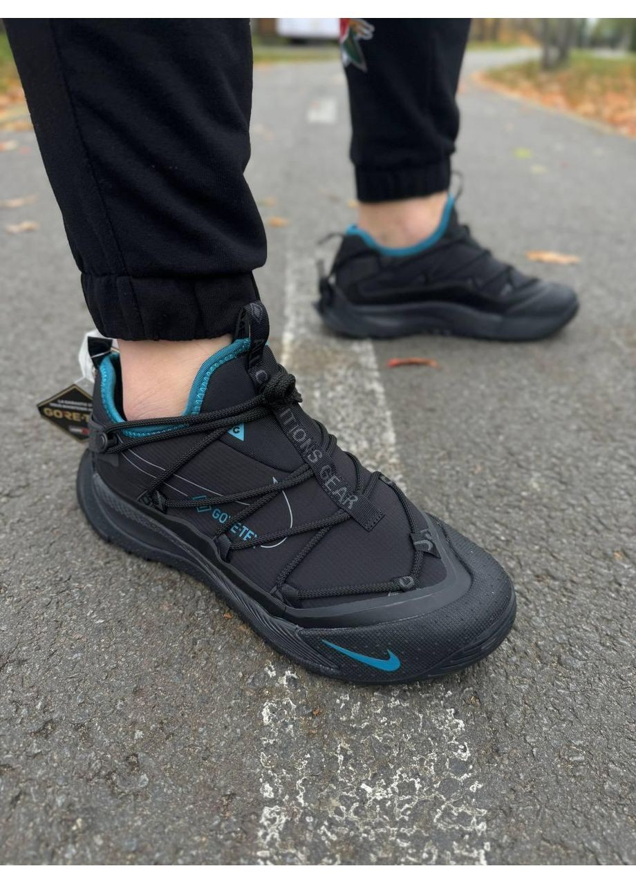 Чорні Осінні кросівки чоловічі nike acg mountain fly low black blue gore-tex termo найк асж маунс флай No Brand