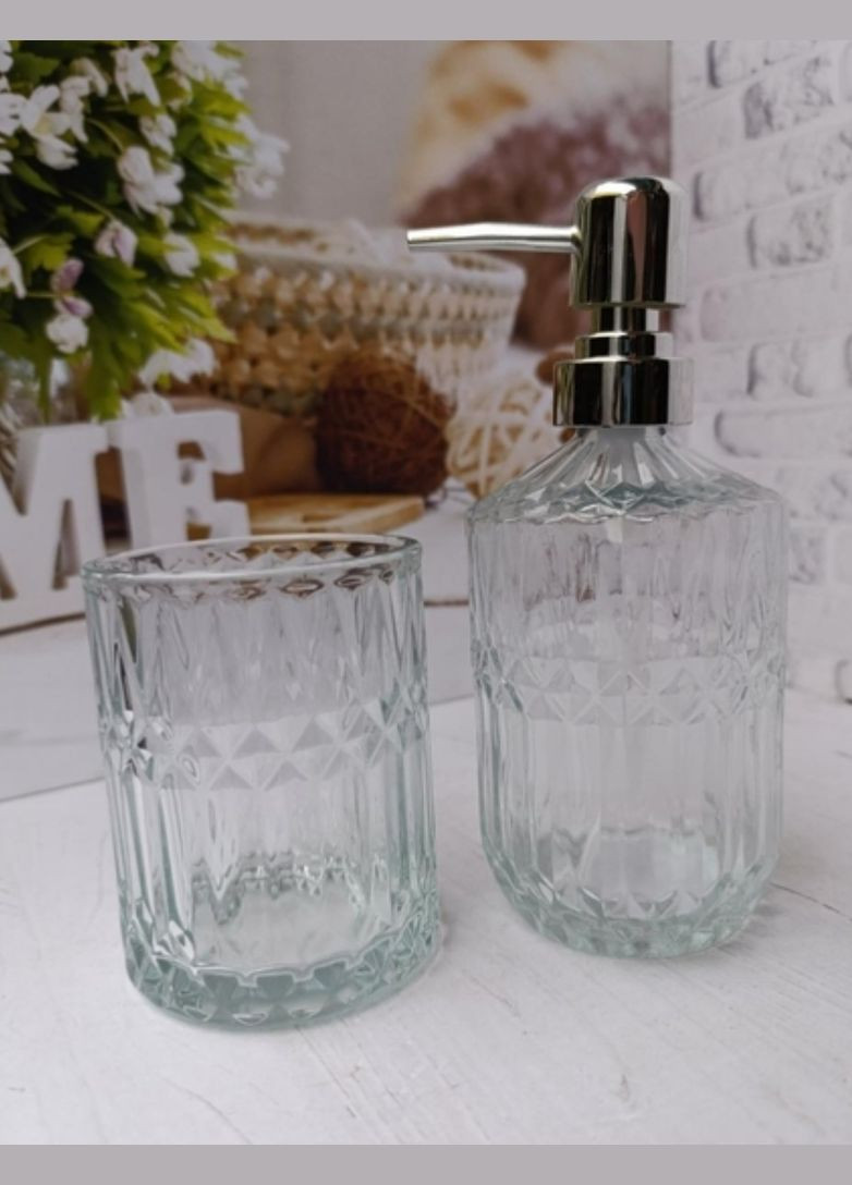 Набір аксесуарів для ванної кімнати 888-166 скляний 2 предмети Прозорий S&T (330615241)