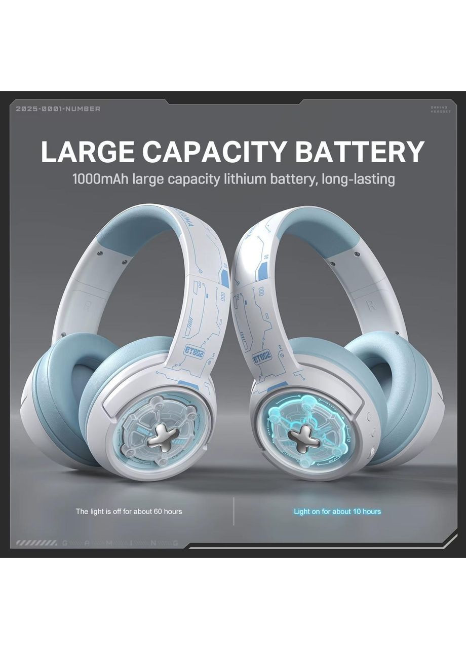 Беспроводные игровые наушники GT802 с 2.4G адаптером + Bluetooth, встроенным микрофоном и LED-подсветкой Onikuma (366546881)