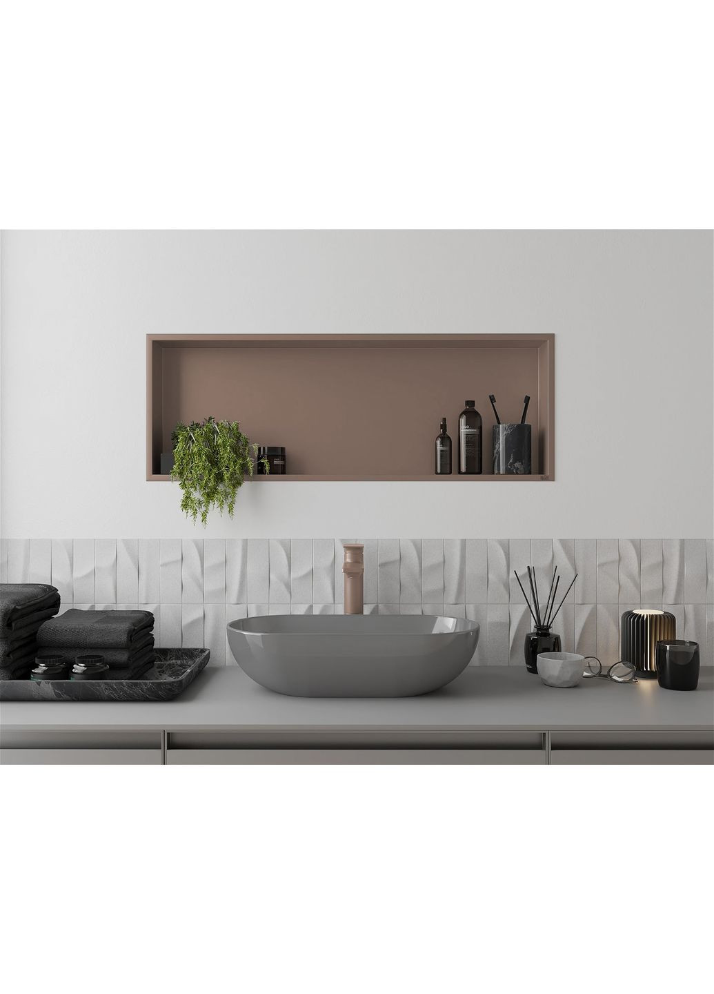 Полиця до ванної кімнати горизонтальна 70 см бронзова Nett YBr-70 (352730049)