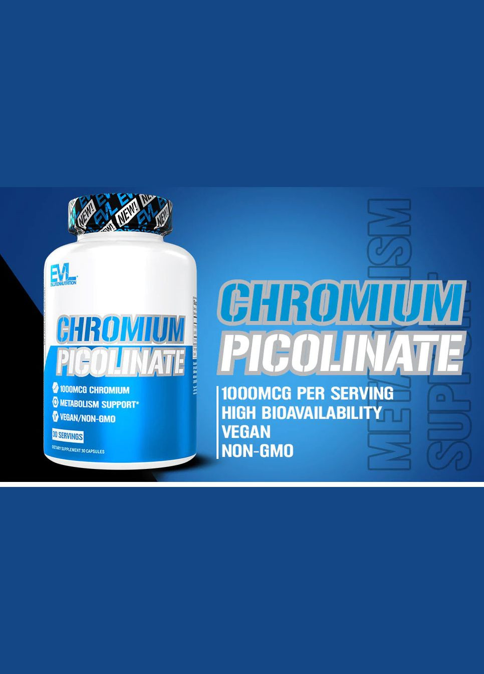 Хром Chromium Picolinate 1,000 mcg 30 Capsules EVLution Nutrition (291848538)