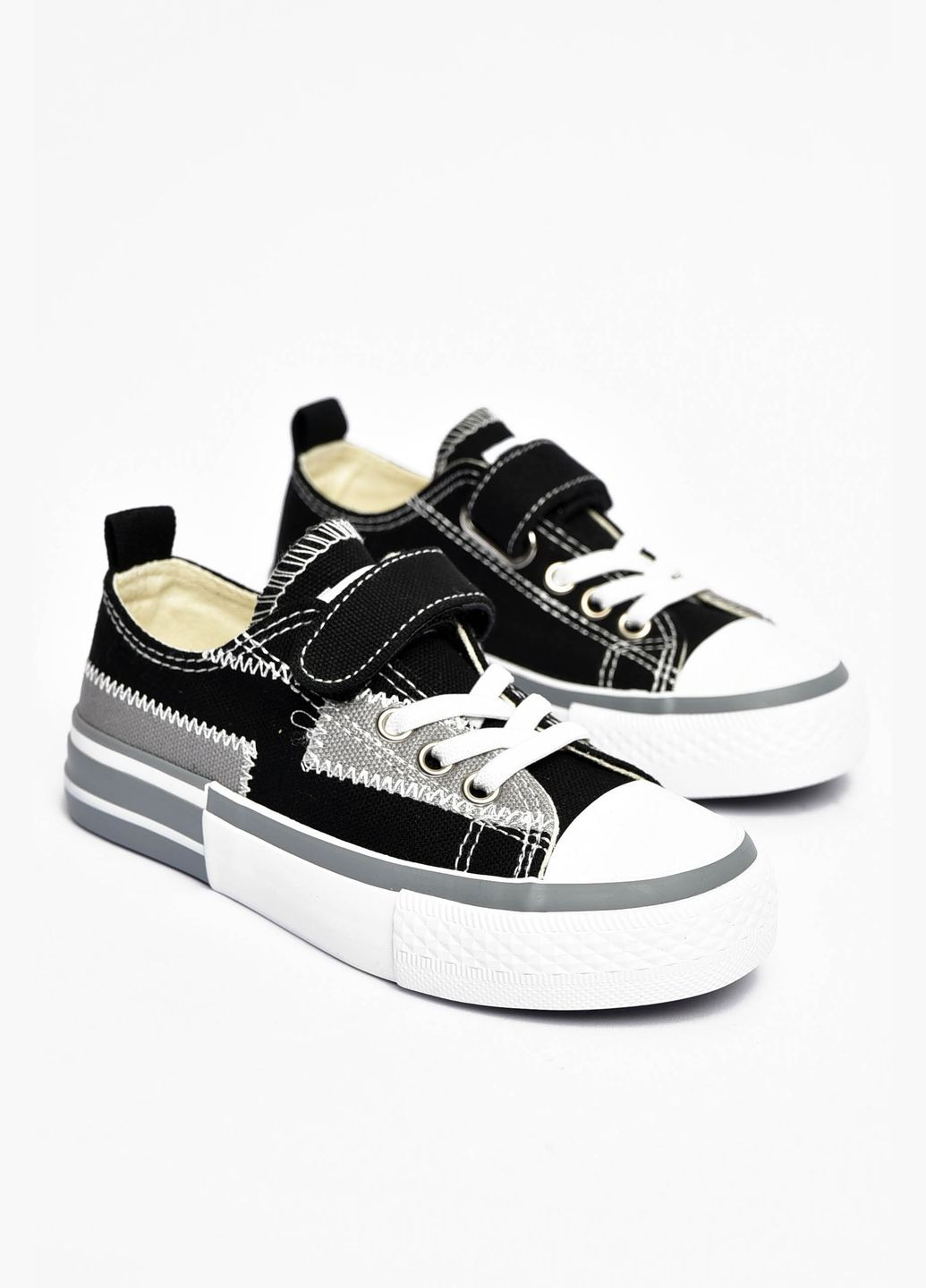 Черные кеды детские черного цвета текстиль Let's Shop