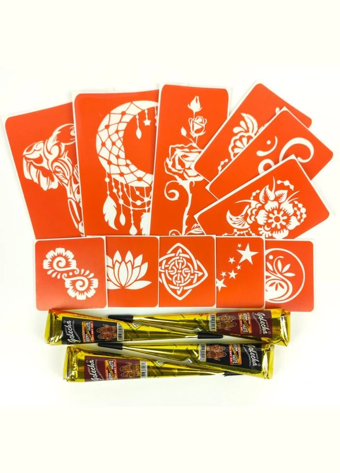 Набір хни з трафаретами для біо-тату №5 henna-set-05 No Brand (330609771)