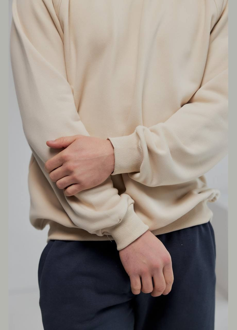 Світло-бежевий базовий світшот з трьохнитки преміум Vakko однотонний без декору (302589611)