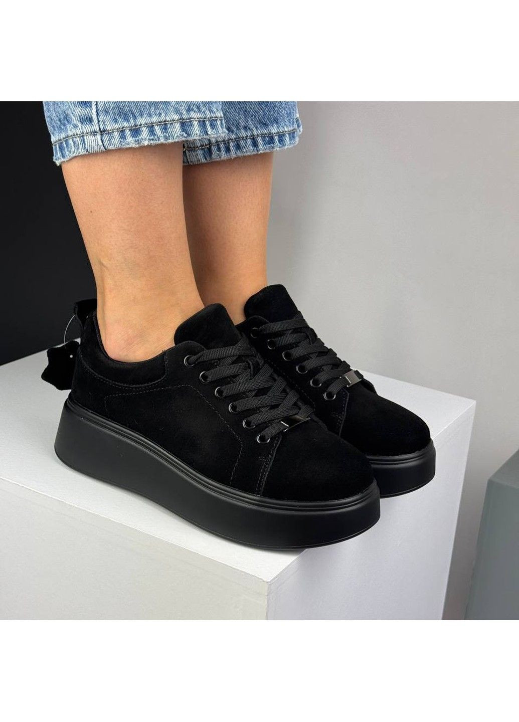 444 Кросівки Замшеві Чорні Hengji чорні демісезони (346430791)