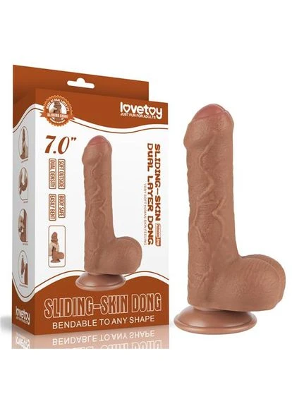 Фаллоимитатор Sliding-Skin Dual Layer Dong 7 991 Brown - CherryLove Lovetoy (329152712)