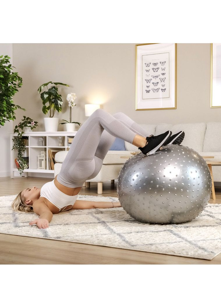 Фітбол масажний 65см сріблястий + насос Hop-Sport (361952176)