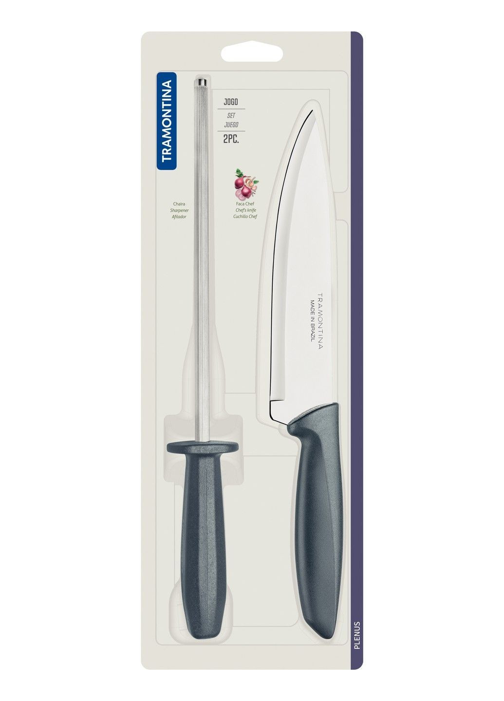 Набір ножів Plenus grey, 2 предмети 23498/611 Tramontina комбінований,