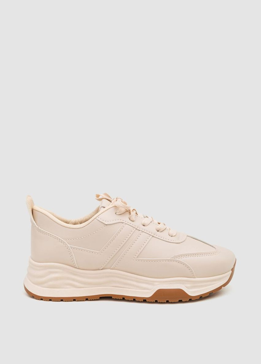 Кроссовки женские экокожа,, 243R186-126 Fashion светло-бежевые всесезоны (313289781)