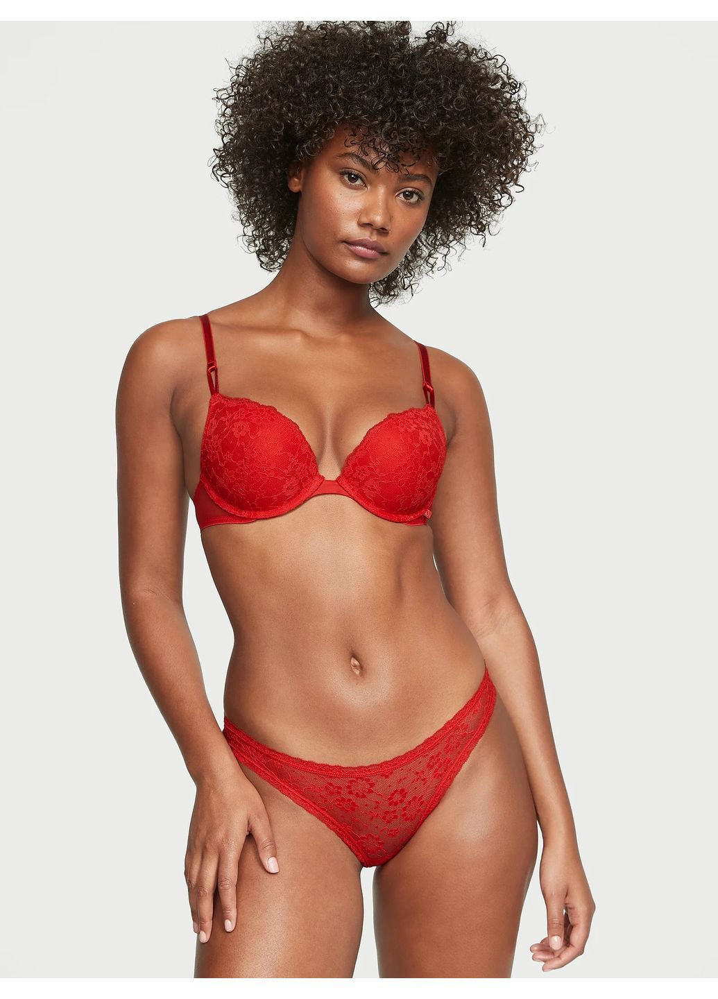 Кружевные женские красные трусики бикини Victoria's Secret бікіні (364813900)