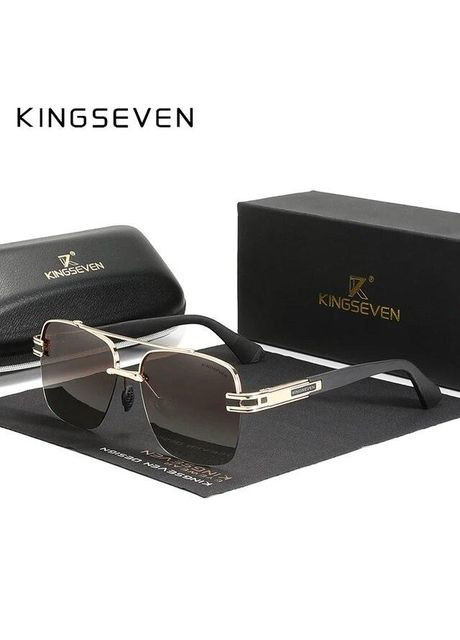 Градієнтні поляризаційні сонцезахисні окуляри для чоловіків і жінок N7666 Gold Brown KINGSEVEN (306460147)