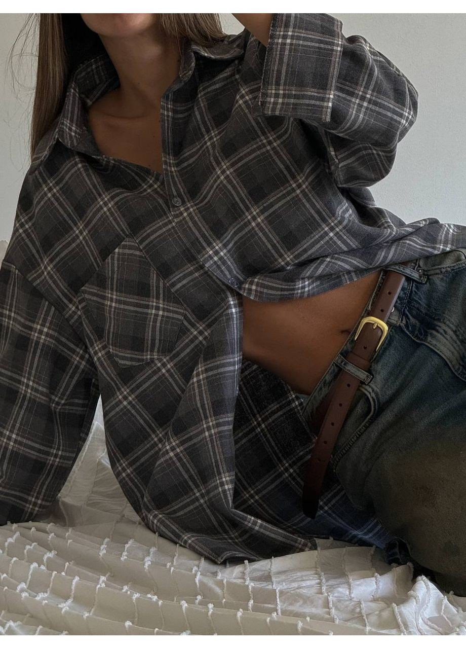 Серая повседневный, кэжуал рубашка в клетку Vakko с длинным рукавом