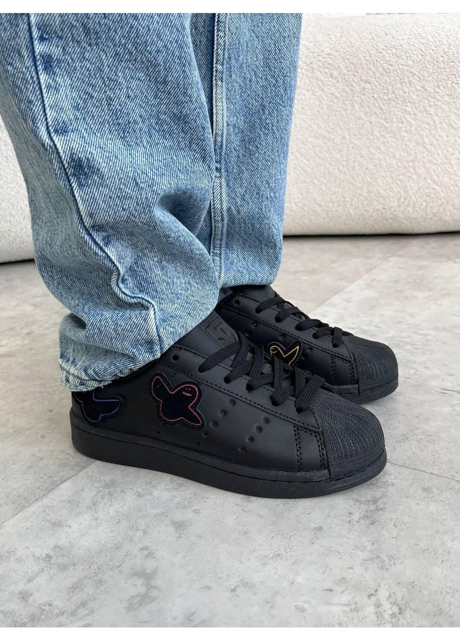 Черные демисезонные кроссовки мужские adidas superstar black ghost адидас суперстар No Brand