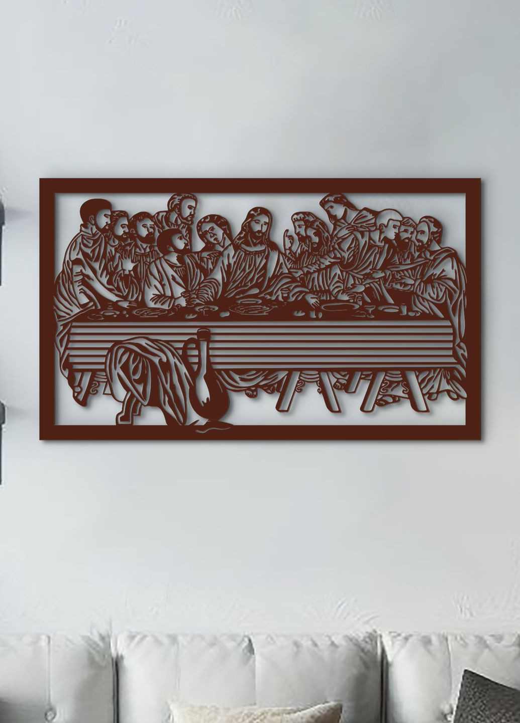 Декоративне панно з дерева, дерев'яна картина на стіну "Тайна вечеря", мінімалістичний стиль 30х18 см Woodyard (292013440)