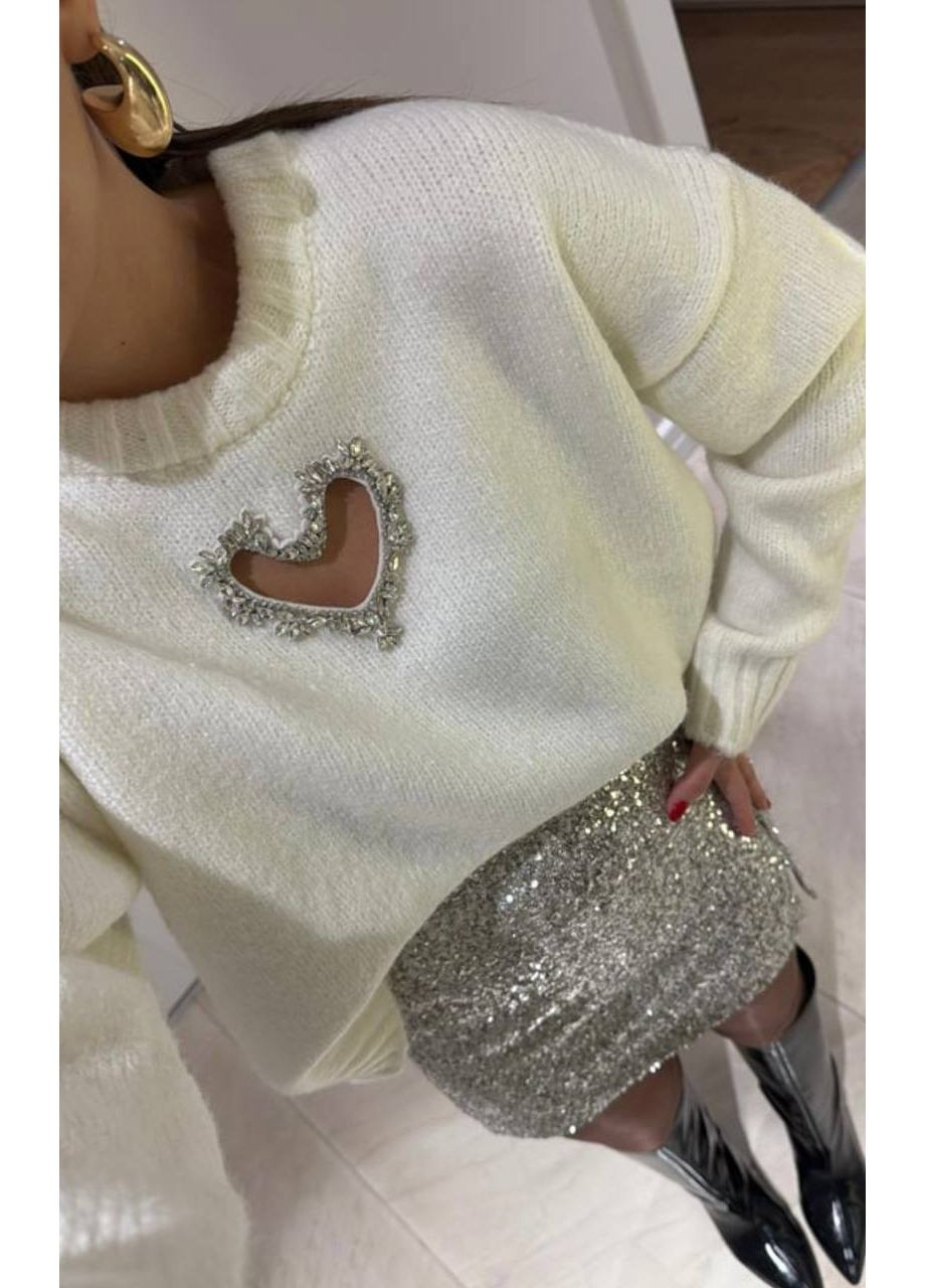 Молочний демісезонний жіночий молочний светр No Brand