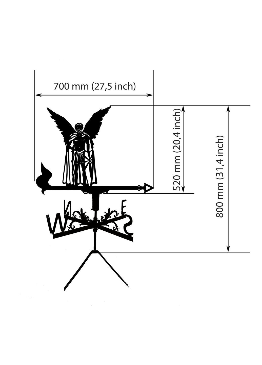 Флюгер на дом Архангел Гавриил из металла 2 мм, флюгер на крышу No Brand (368896566)