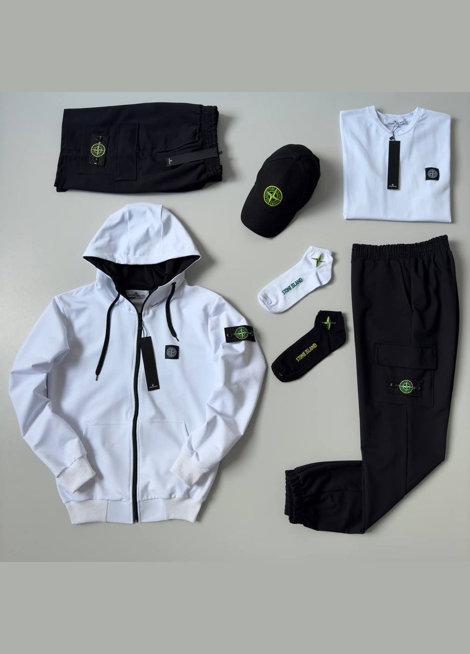 Белый демисезонный набор 7в1 зоп худые+штаны+футболка-шорты+кепка+ 2 пары носков No Brand