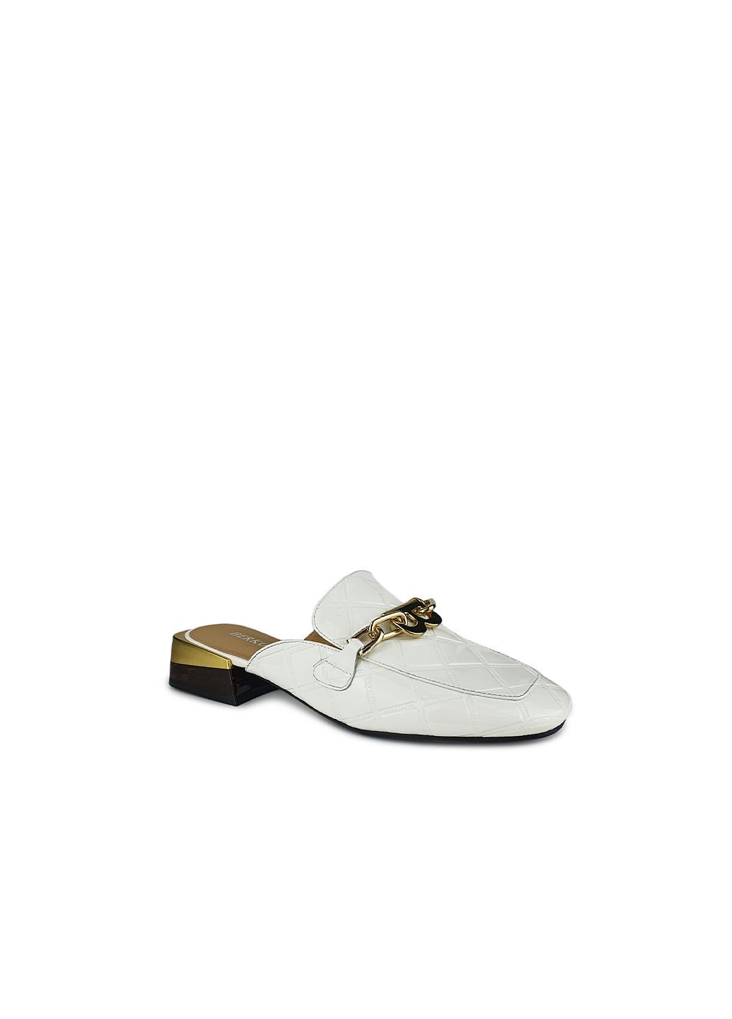 Белые кожаные белые лаковые мюли с декором,,21a5163-1-3, 36 Berkonty на низком каблуке