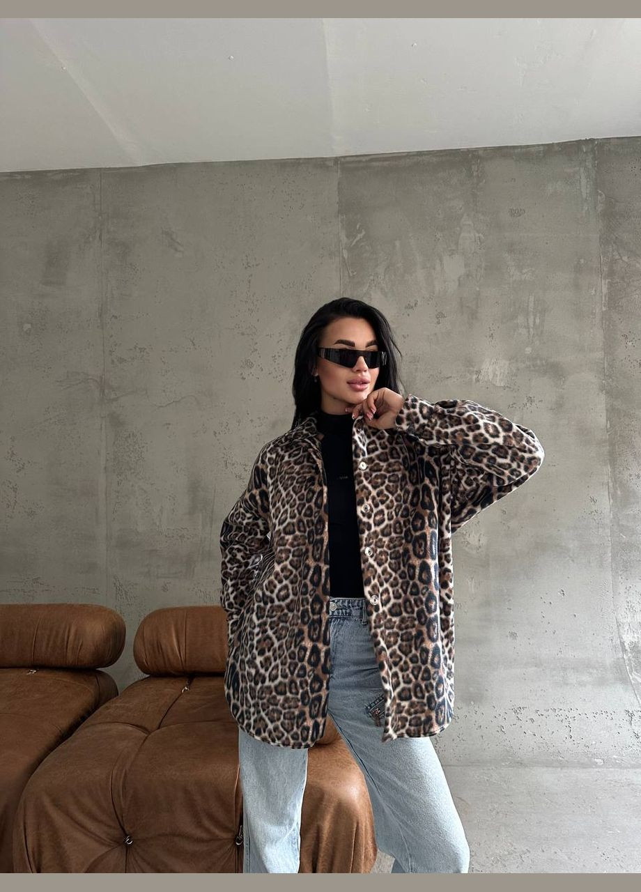Сорочка жіноча з флісу леопард, леопардова флісова жіноча сорочка No Brand (306375721)