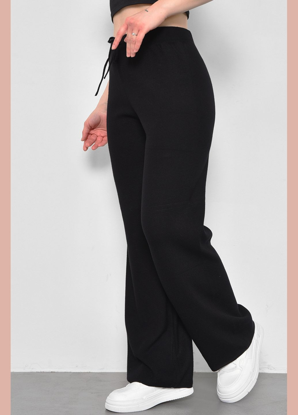 Штани жіночі палаццо вовняні чорного кольору Let's Shop (283322897)